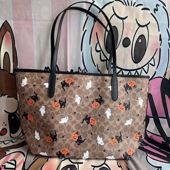 Coach Brown Tote with Halloween Motif - Picture 8 of 8